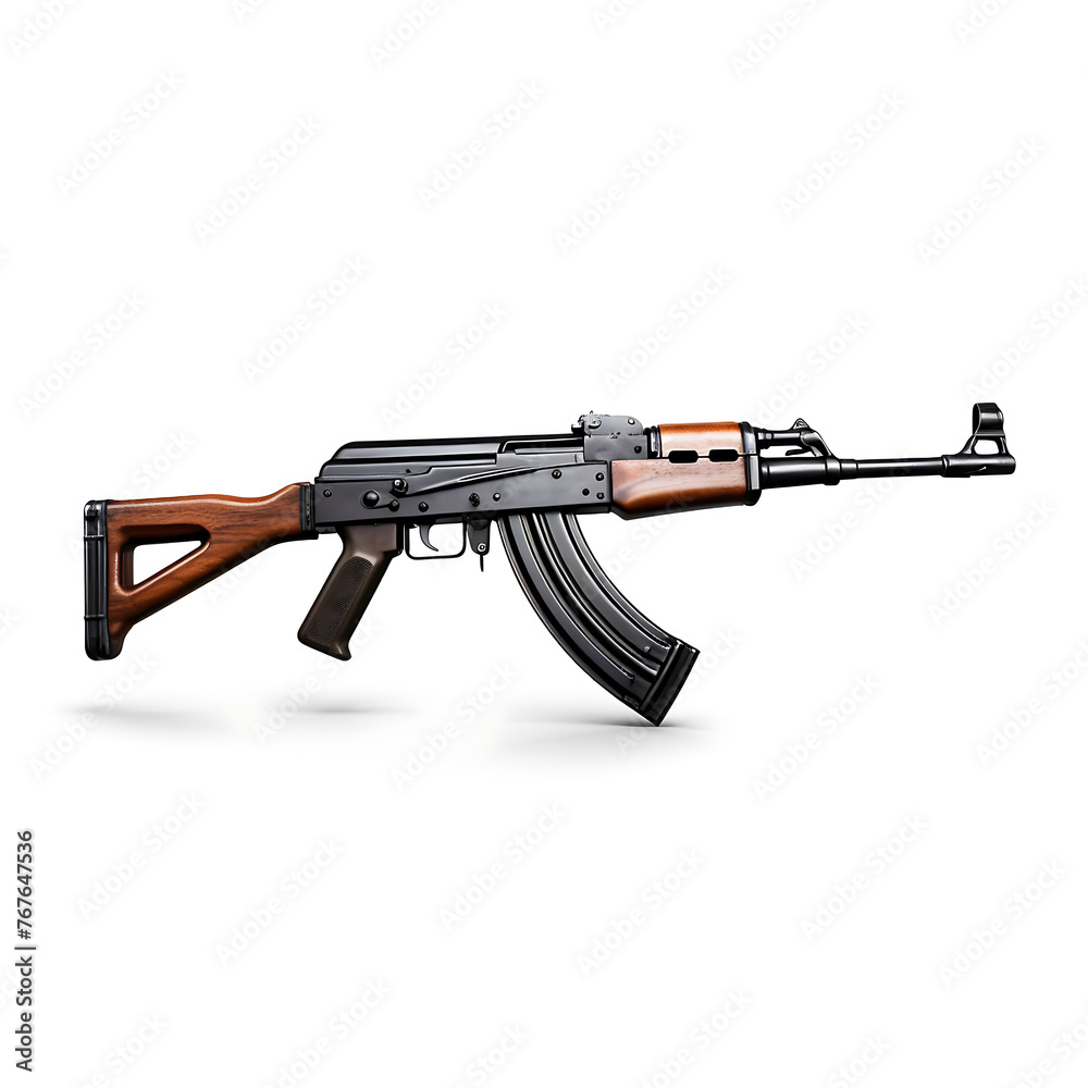 AK47 assault rifle isolated on white background. 3D illustration. AK47 assault rifle isolated on white background. 3D illustration.