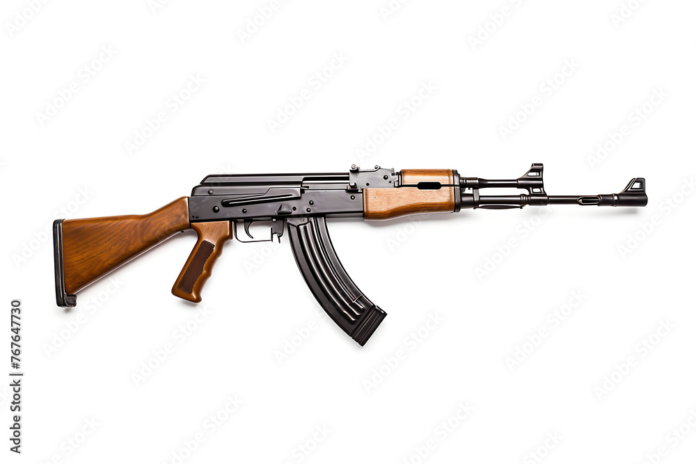 AK47 assault rifle isolated on white background. 3D illustration. AK47 assault rifle isolated on white background. 3D illustration.