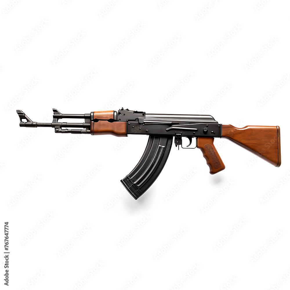 AK47 assault rifle isolated on white background. 3D illustration. AK47 assault rifle isolated on white background. 3D illustration.
