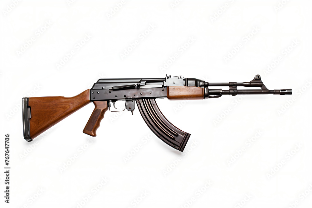 AK47 assault rifle isolated on white background. 3D illustration. AK47 assault rifle isolated on white background. 3D illustration.