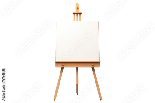 The Blank Canvas: A Wooden Easels Invitation. On White or PNG Transparent Background.