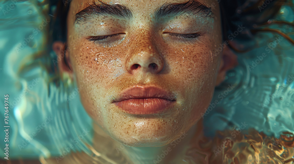 Tranquil Underwater Scene With Face Bathed In Light