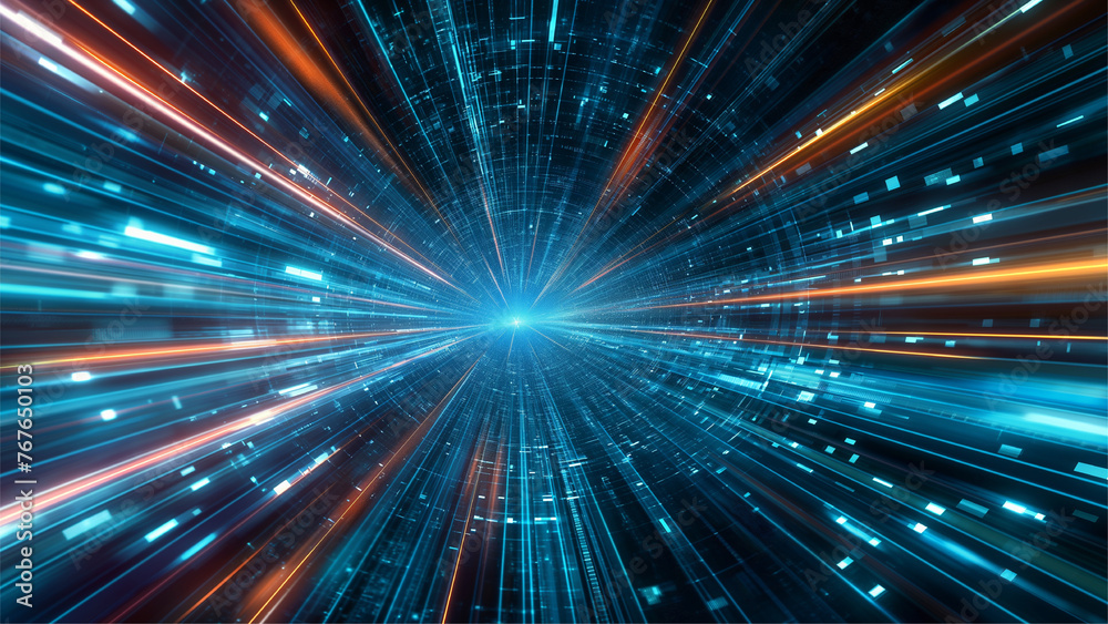 Obraz premium abstract technology background of high speed global data transfercomputing cyber attack