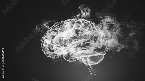 Diagram of a brain clouded by smoke, symbolizing impaired cognitive function