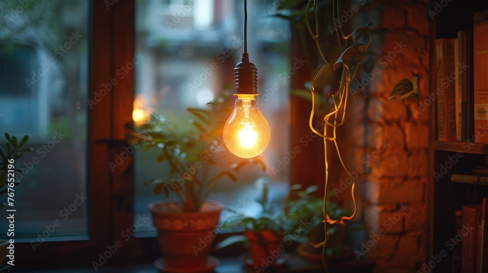 Lighting: A dimly lit room with a single lightbulb hanging from the ceiling Lighting: A dimly lit room with a single lightbulb hanging from the ceiling