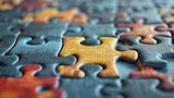 Puzzle: A close-up of a jigsaw puzzle being solved