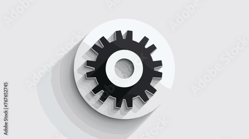 Black Gears icon on white web button flat vector 