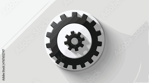 Black Gears icon on white web button flat vector 