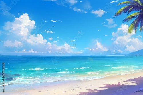 Anime beach background, nature, wallpaper © IMAGE