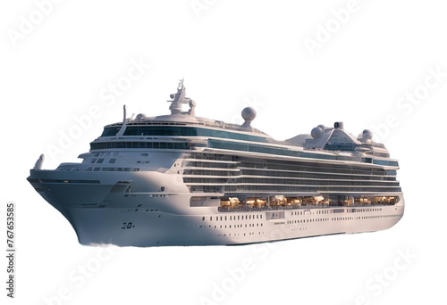 Obraz na płótnie cruise luxury sea ship front beach chair passenger blue boat copy deck destination fun horizon journey large leisure ocean recreation relax relaxation sky w salonie