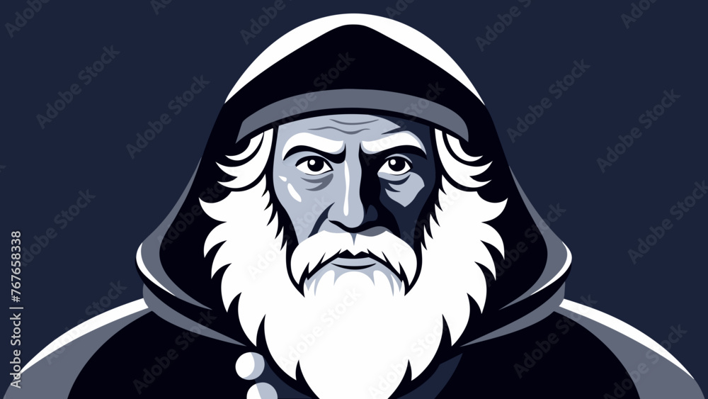 Monochrome Santa Claus Portrait Vector Drawing Monochrome Santa Claus Portrait Vector Drawing