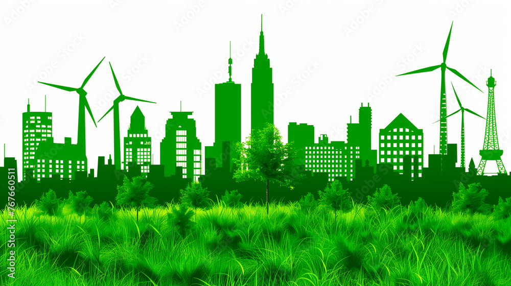 Illustration of an ecological and sustainable city. Green city, Earth Day, World Environment Day