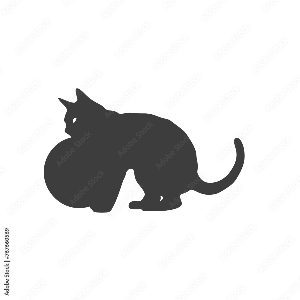 a cat playing with a ball
