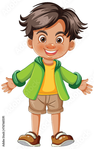 Cheerful young boy smiling with open arms