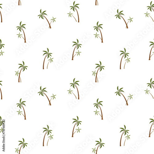 Seamless pattern of palm trees. Hand drawn vector illustration