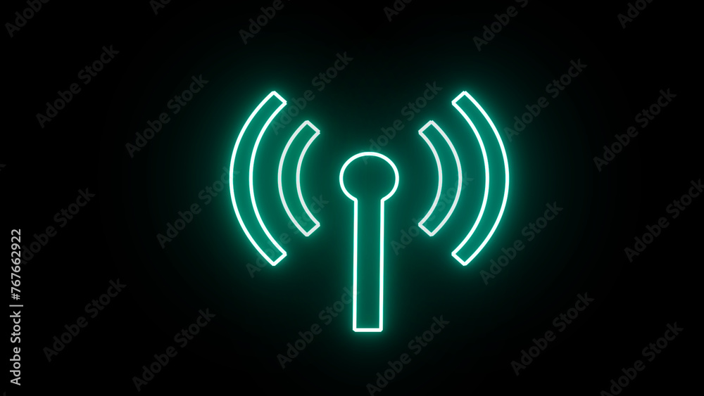 Blue neon Wi-Fi icon. Wireless icon searching to connect to a wi-fi network to get Internet access. Blue neon Wi-Fi icon. Wireless icon searching to connect to a wi-fi network to get Internet access.