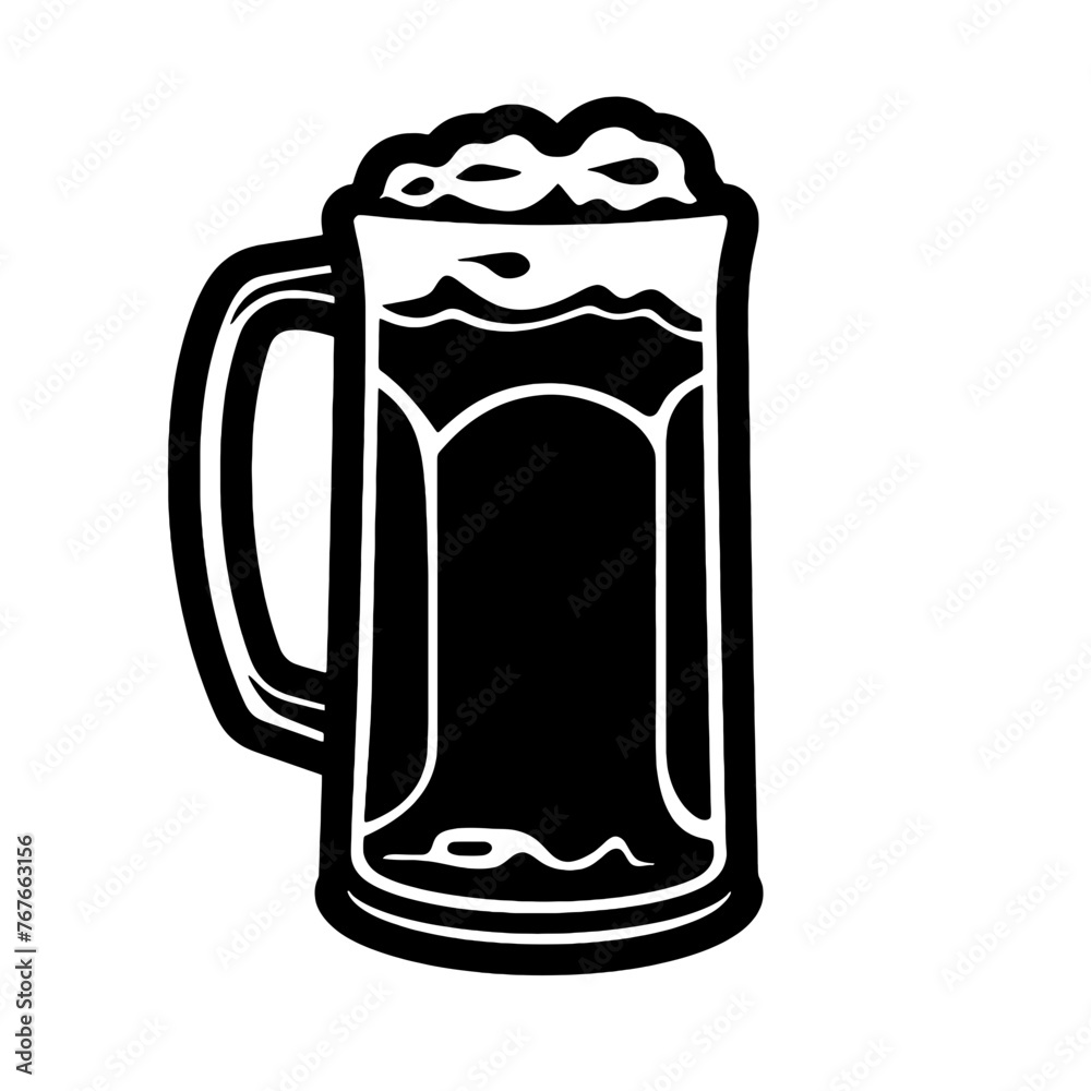 Glass mug of beer. Hand drawn vector illustration isolated on white. Glass mug of beer. Hand drawn vector illustration isolated on white.