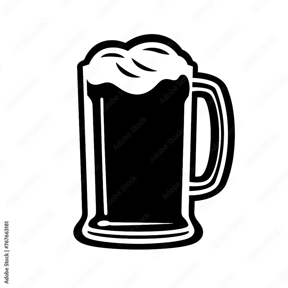 Glass mug of beer. Hand drawn vector illustration isolated on white. Glass mug of beer. Hand drawn vector illustration isolated on white.