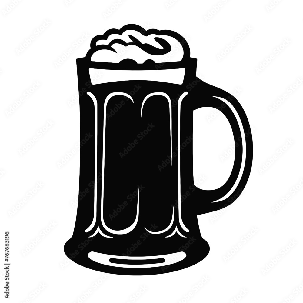 Glass mug of beer. Hand drawn vector illustration isolated on white. Glass mug of beer. Hand drawn vector illustration isolated on white.