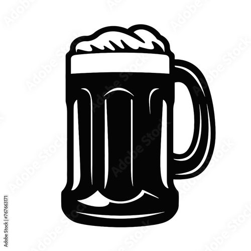 Glass mug of beer. Hand drawn vector illustration isolated on white.