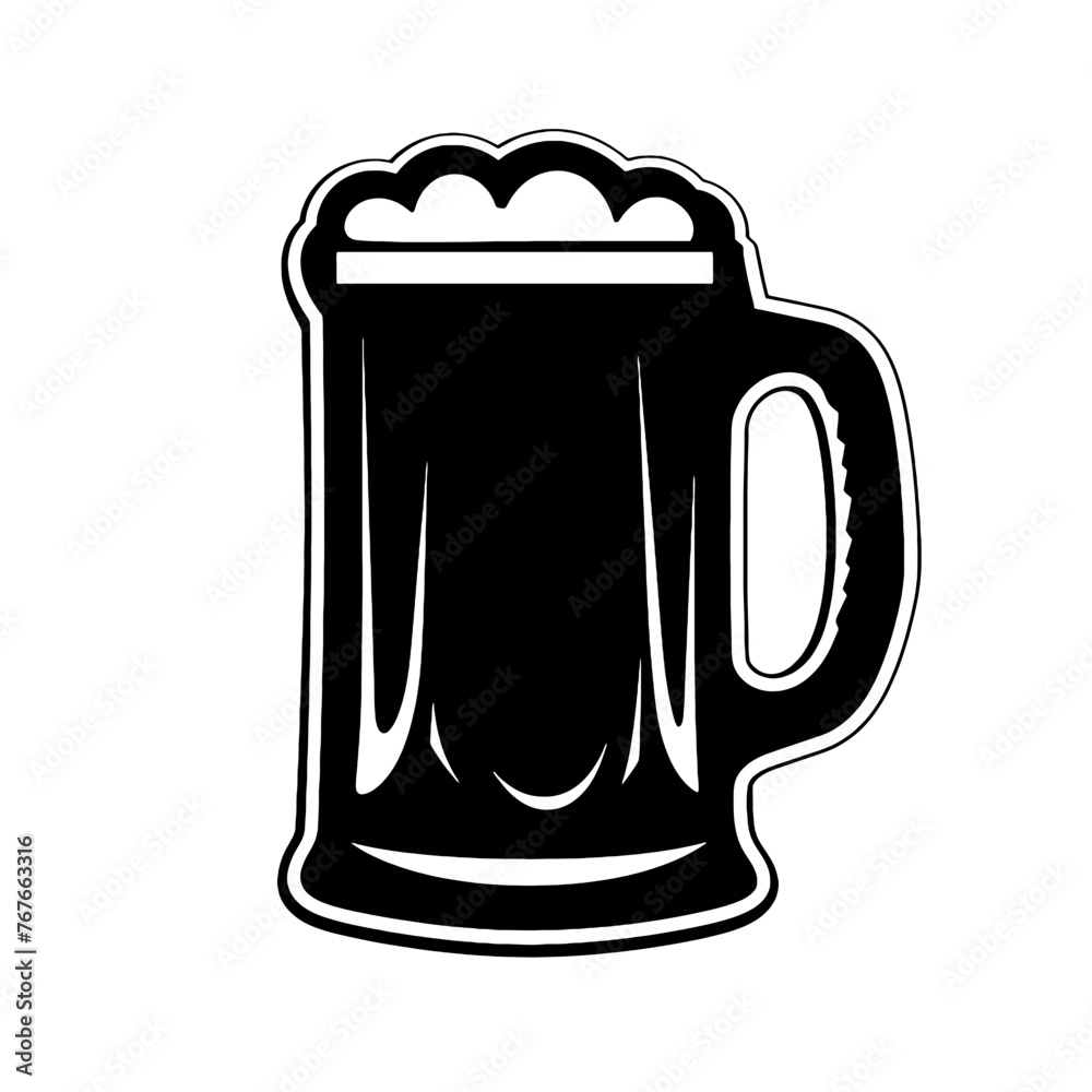 Glass mug of beer. Hand drawn vector illustration isolated on white. Glass mug of beer. Hand drawn vector illustration isolated on white.