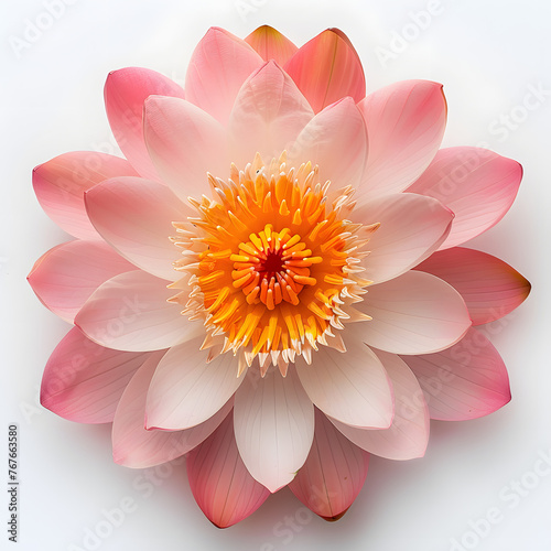 a blooming Lotus against an isolated white background.