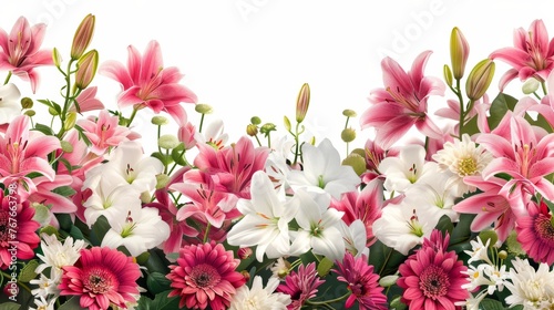 A delightful spring bouquet combines pink and white tulips for a touch of colorful beauty photo