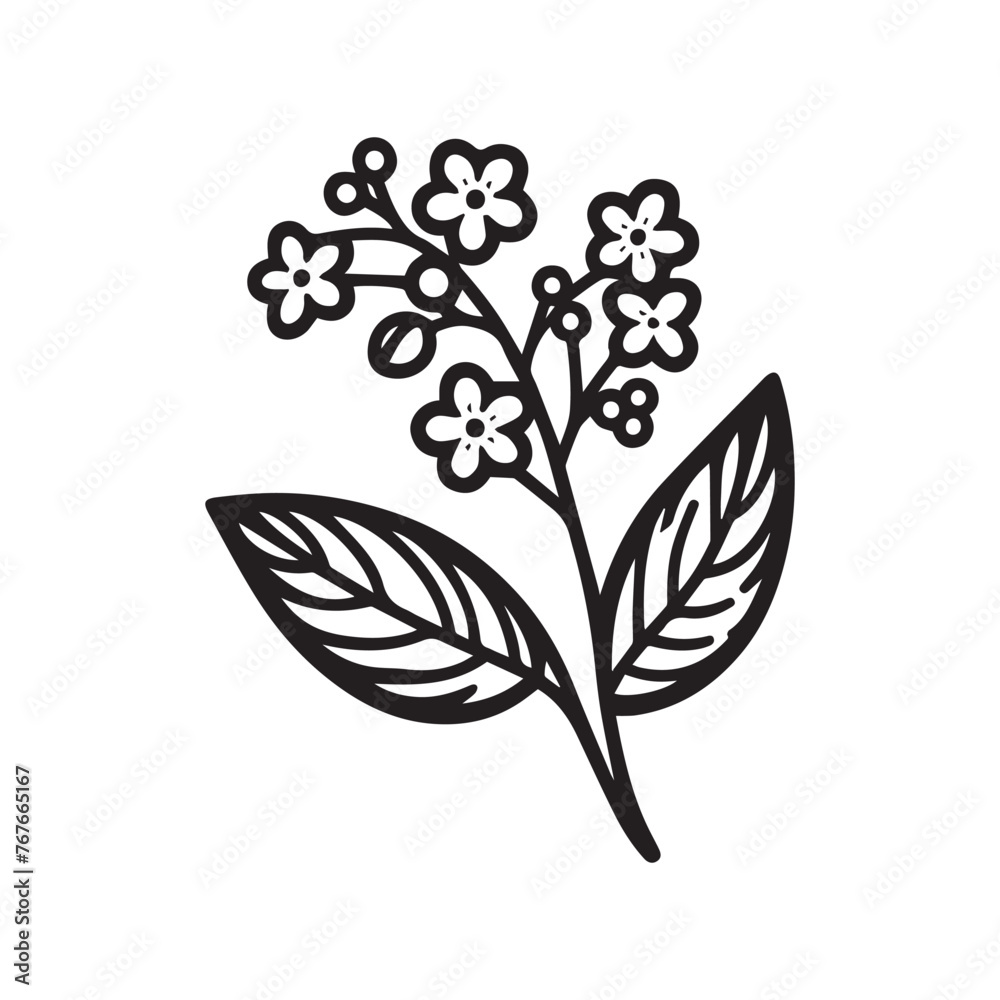 Obraz premium Tree Vector illustration in black and white - Plant Leaf Silhouette Design 