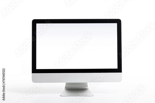 Blank desktop computer screen, isolated on white background