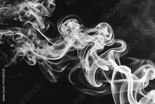 White smoke on black background