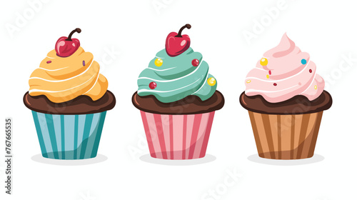Cup Cake Vector Icon Design Template Flat vector isolated
