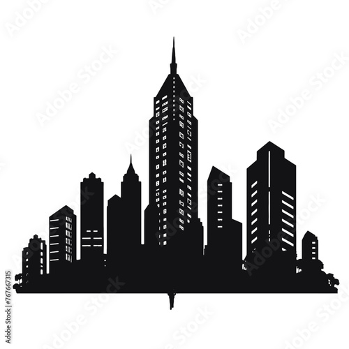 City silhouette vector set. Panorama city background.  