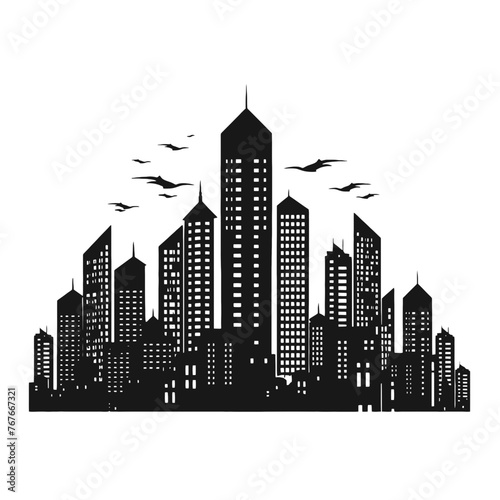 City silhouette vector set. Panorama city background.  