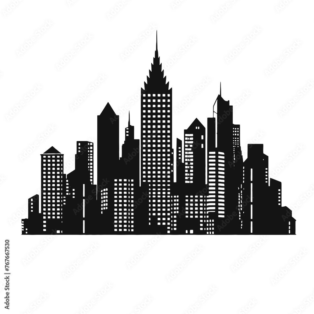 Fototapeta premium City silhouette vector set. Panorama city background. 