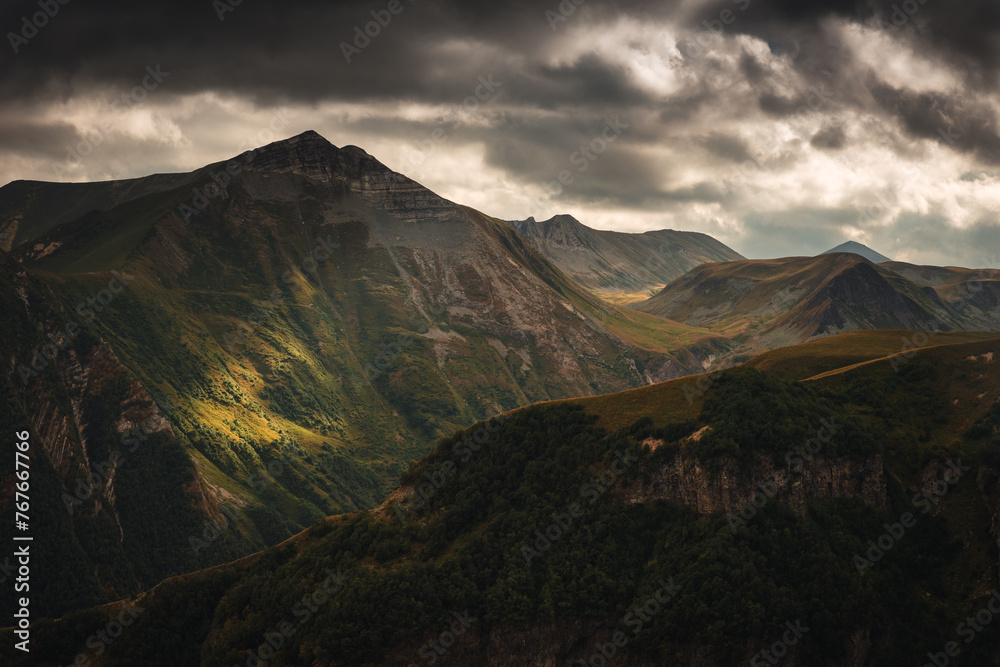 Views of Georgian landscapes in autumn mood. Mountains perfect for hiking.