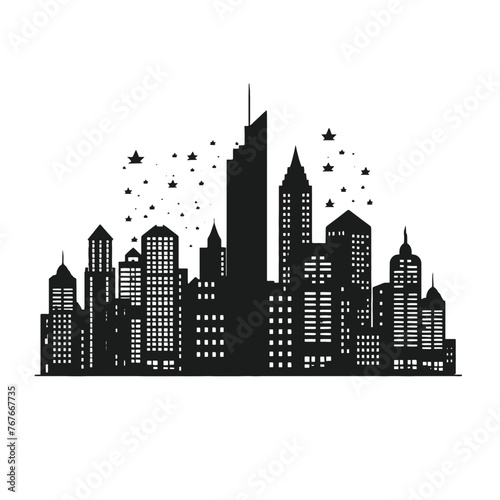 City silhouette vector set. Panorama city background. 