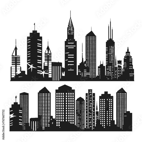 City silhouette vector set. Panorama city background.  