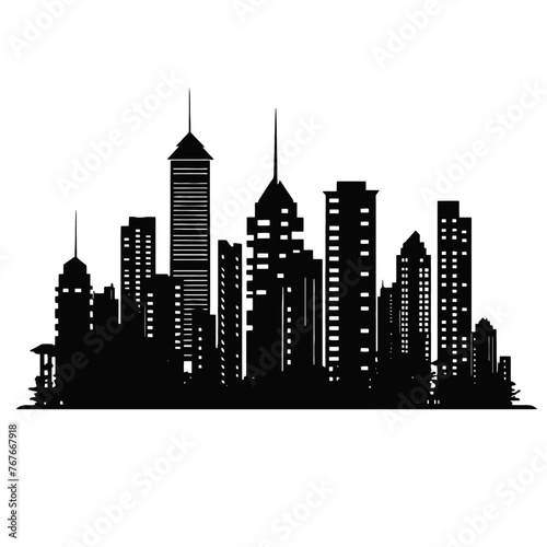 City silhouette vector set. Panorama city background. Skyline urban 