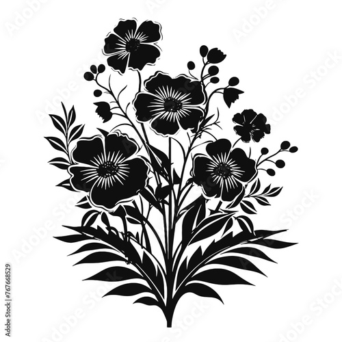 bunch of flowers  Silhouette 