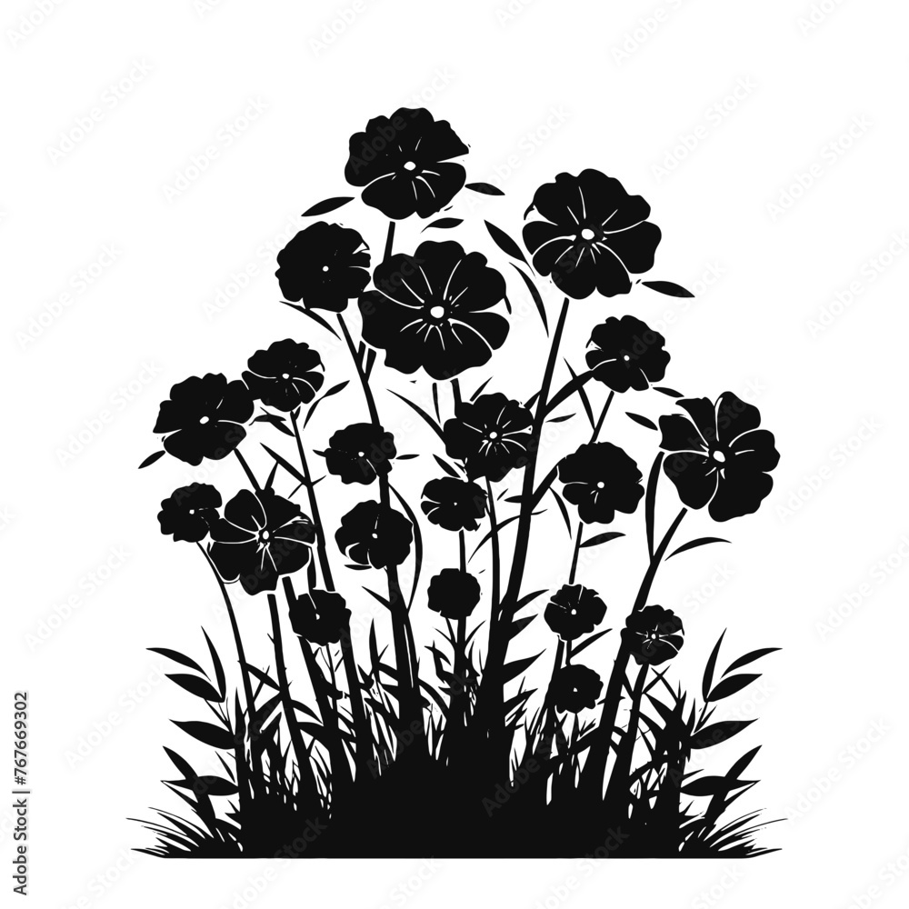 Naklejka premium black and white drawing of flowers on a white background