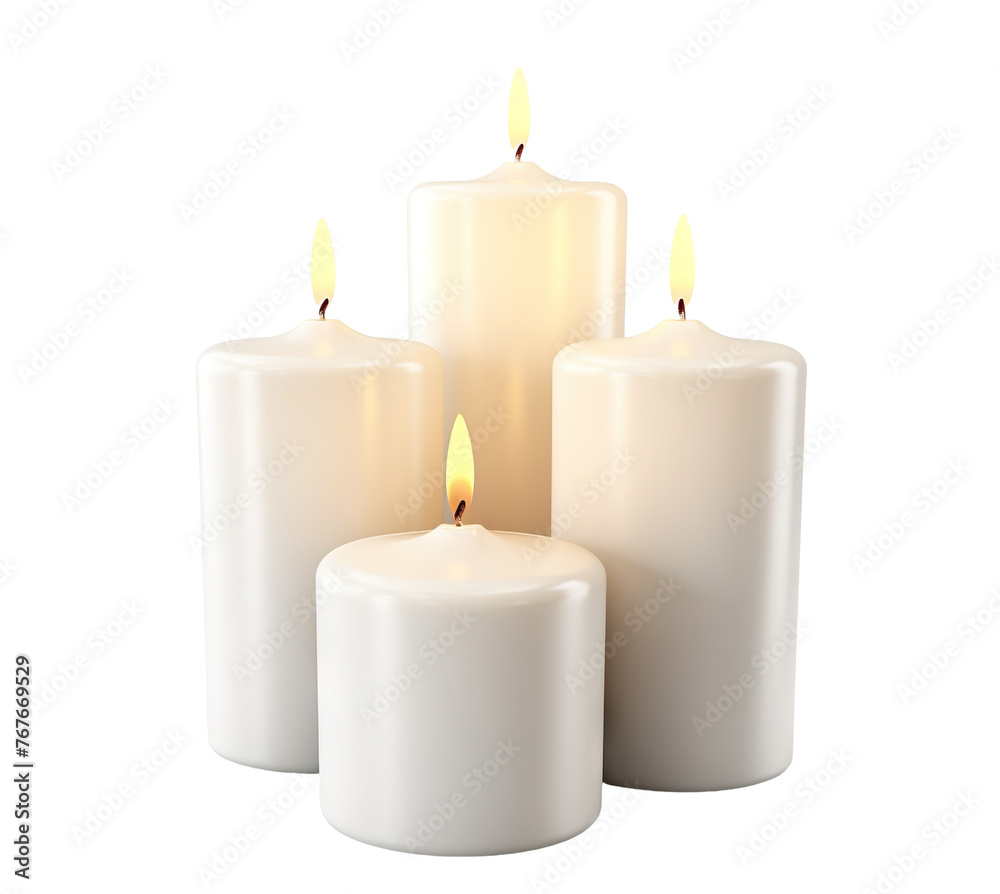 Pillar candles with flames illuminated, cut out Pillar candles with flames illuminated, cut out
