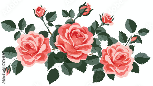 Pink Roses flat vector isolated on white background  © Ideas