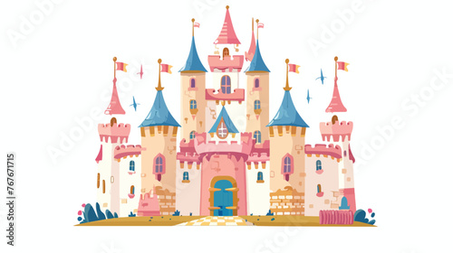 Princess Castle flat vector isolated on white background