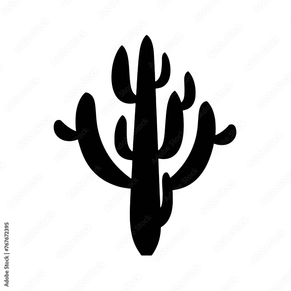 Obraz premium illustration of a silhouette of a cactus, Black cactus silhouettes, Cactus vector, silhouette of cactus