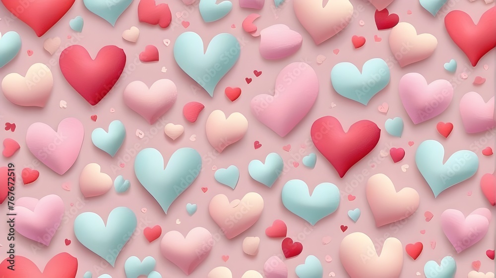 Valentine Hearts Pattern in Pastel Seamless