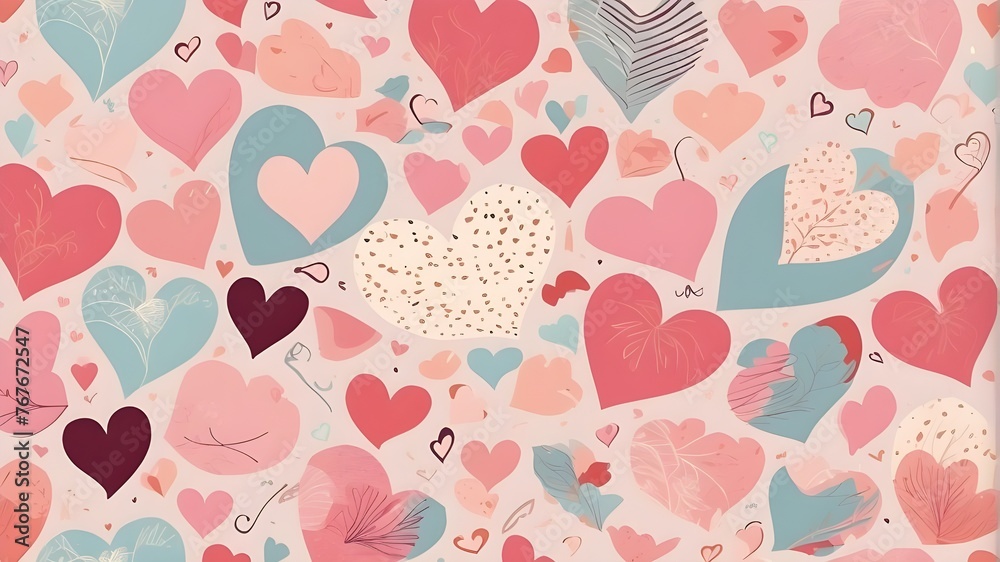 Valentine's Day Seamless Heart Pattern in Pastel