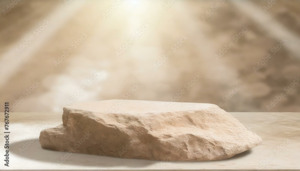 Sunlit Showcase: Stone Display Podium with Beige Concept Product Sunlit Showcase: Stone Display Podium with Beige Concept Product