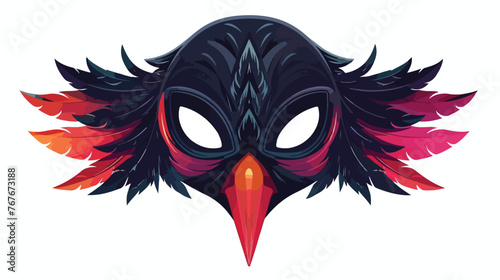 Raven symbol or mask on a white backdrop. Carnival de