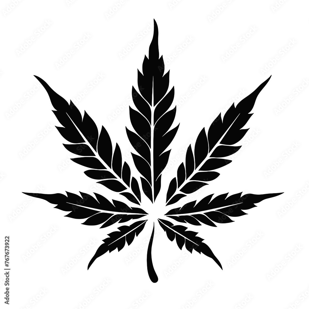 Silhouette of Pot Cannabis marijuana hemp leaf for CBD THC logo design Silhouette of Pot Cannabis marijuana hemp leaf for CBD THC logo design