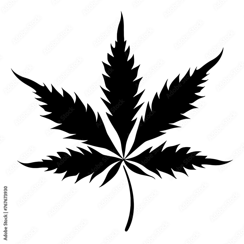 Silhouette of Pot Cannabis marijuana hemp leaf for CBD THC logo design Silhouette of Pot Cannabis marijuana hemp leaf for CBD THC logo design